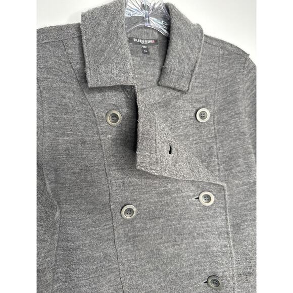 Eileen Fisher Petite Merino Wool Double-Breasted Peacoat Sweater Jacket medium P - Picture 10 of 13
